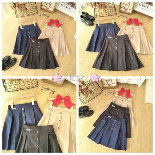 Chân váy xếp ly dáng dài mầu đen cho học sinh size 5-15-CHÂN VÁY HỌC SINH
